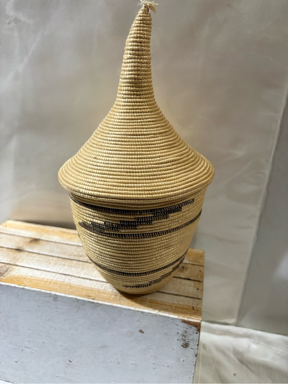 Rwandan Tutsi Style Nesting Baskets Set of 3 Tallest 10” Smallest 6” - Picture 7 of 7